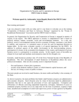 Welcome speech by the Head of the OSCE Center in Almaty at the training on co-operation of business and state in advocacy strategy