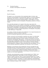 Open appeal to the President of the Republic of Kazakhstan by the participants of round table on draft law on NGOs