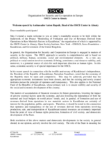 Welcome speech by the Head of the OSCE Center in Almaty to the roundtable on transparency of oil revenues in Kazakhstan