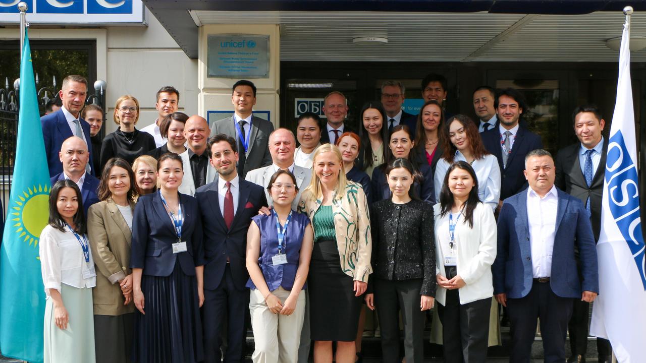 The staff of the OSCE Programme Office in Astana with Chairperson-in-Office Elina Valtonen during her visit to Astana, 2025.